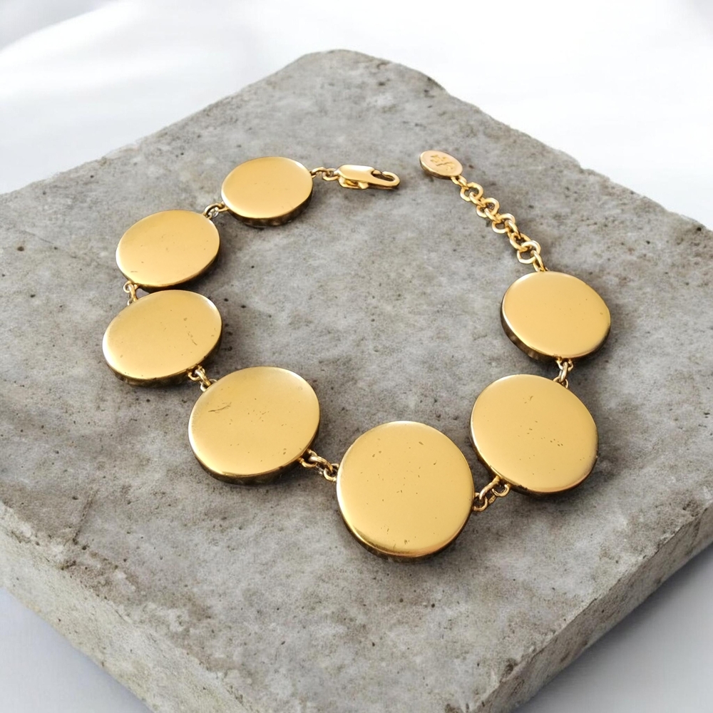 Tory Burch Gold-Tone Bracelet with Mother-of-Pearl Discs - Picture 5 of 5